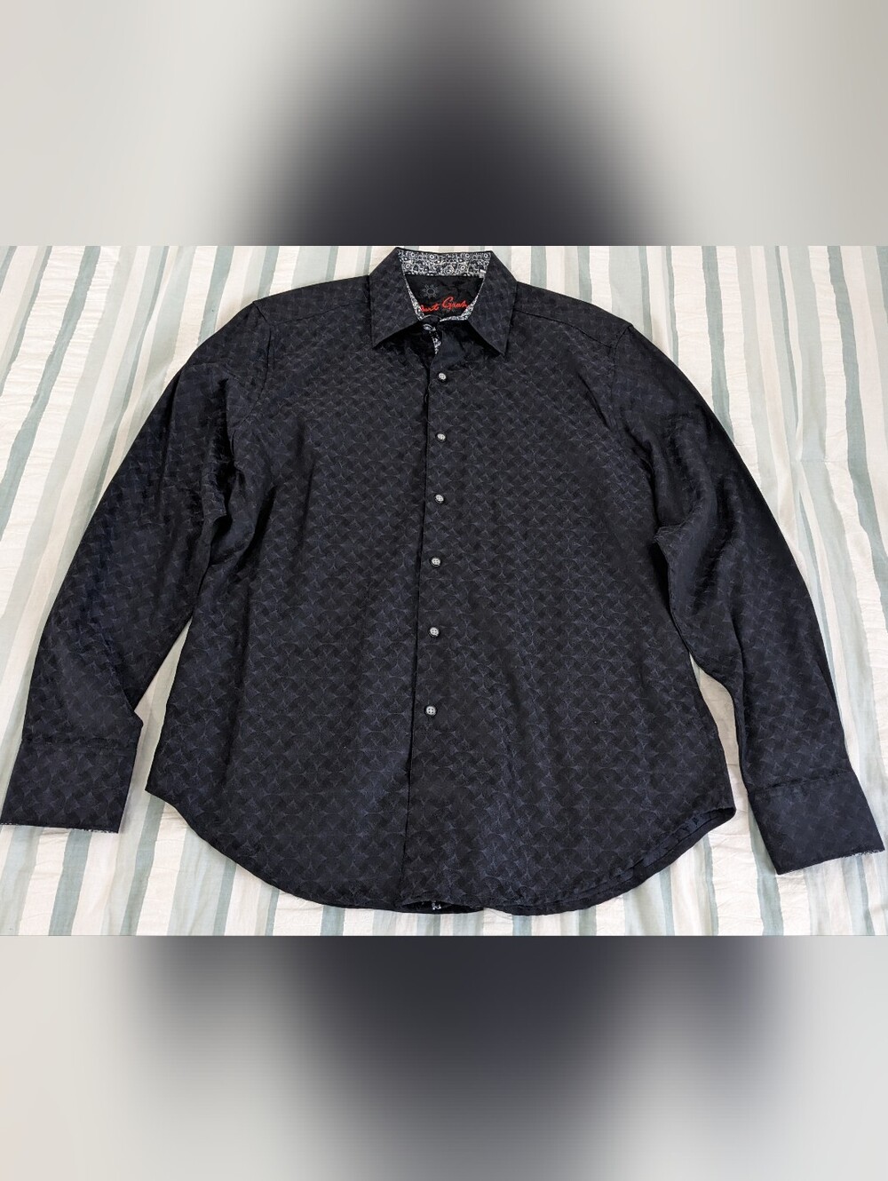 Men's Robert Graham Diamante Sport Shirt Black Size Medium